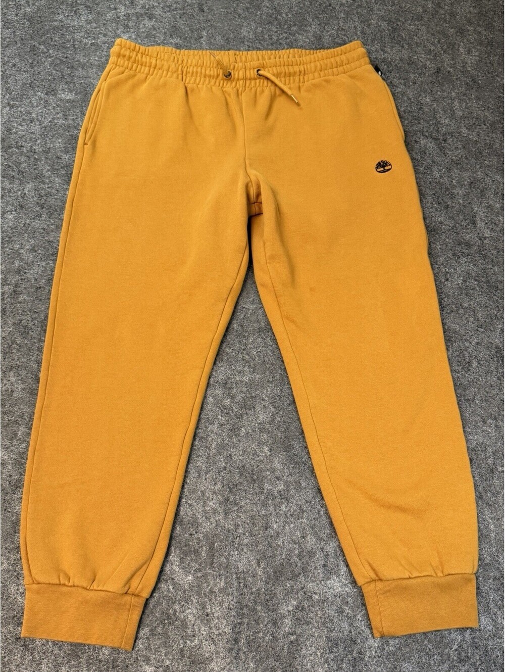 Timberland Mens Large Orange Fleece Jogger Sweatpants Logo Drawstring Cuffed
